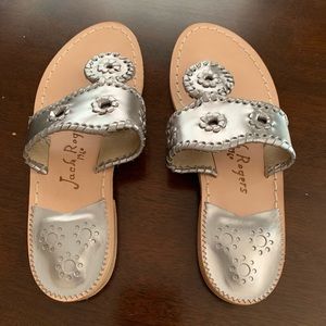 Jack Rogers size 6 pewter sandal, brand new